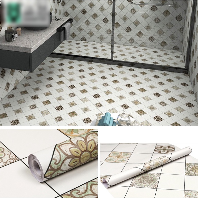 Decal Giấy Dán Nền Sàn Nhà Trang Trí Nhà Cửa Ô GẠCH HS2005 Có Keo Sẵn Khổ 60cm, GIÁ BÁN 1 MÉT DÀI