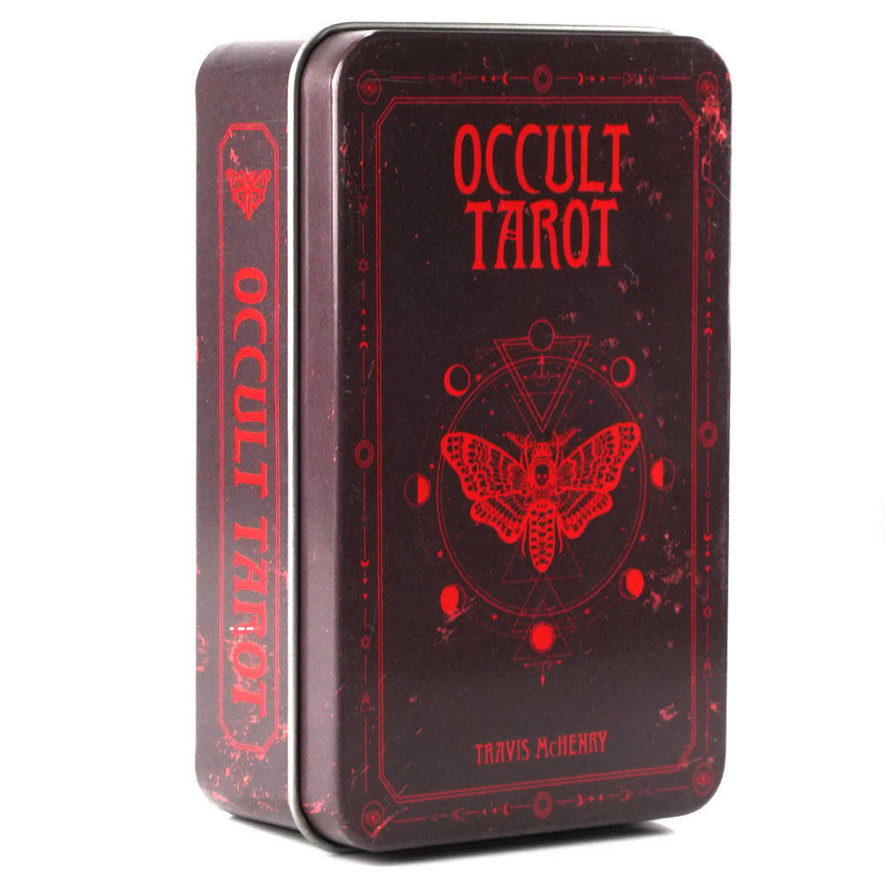 [Mạ Cạnh] Bộ Bài Occult Tarot Hộp Thiếc Mạ Cạnh Đỏ 78 Lá Tặng Đá Thanh Tẩy