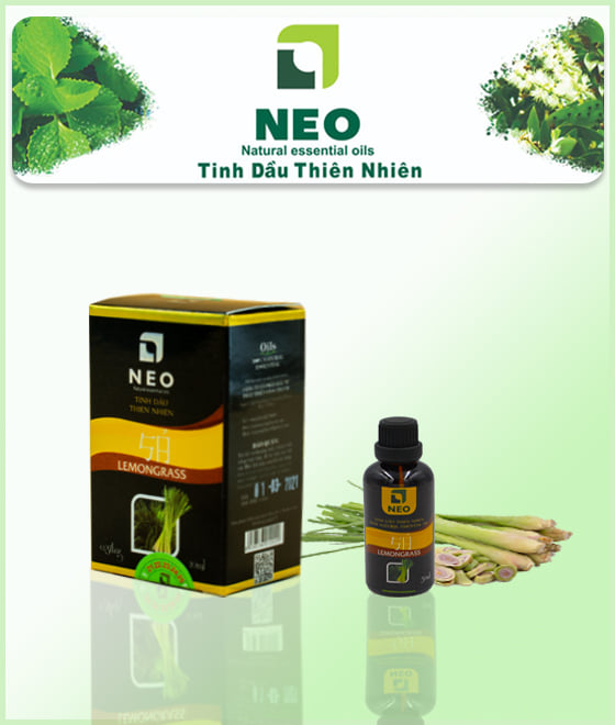 Tinh Dầu Thiên Nhiên Sả NEO - Tinh dầu nguyên chất 100%, giúp khử mùi, thanh lọc không khí, làm thơm phòng, đuổi muỗi hiệu quả 10ml  