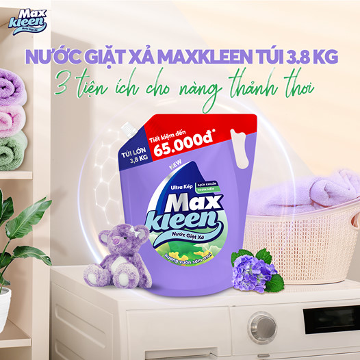 Túi Nước Giặt Xả Maxkleen Hương Vườn Sớm Mai (3.8kg)