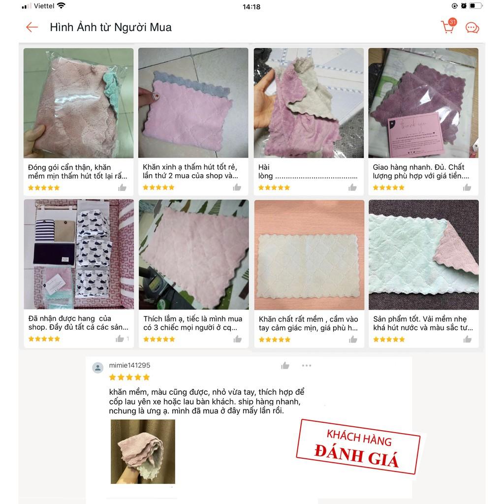Khăn Lau Bếp Đa Năng Dày Dặn Siêu Thấm Vải Mềm Mịn Lau Bát Dĩa, Bàn Ghế 2 Mặt Loại To 15x26cm - KHĂN BẾP