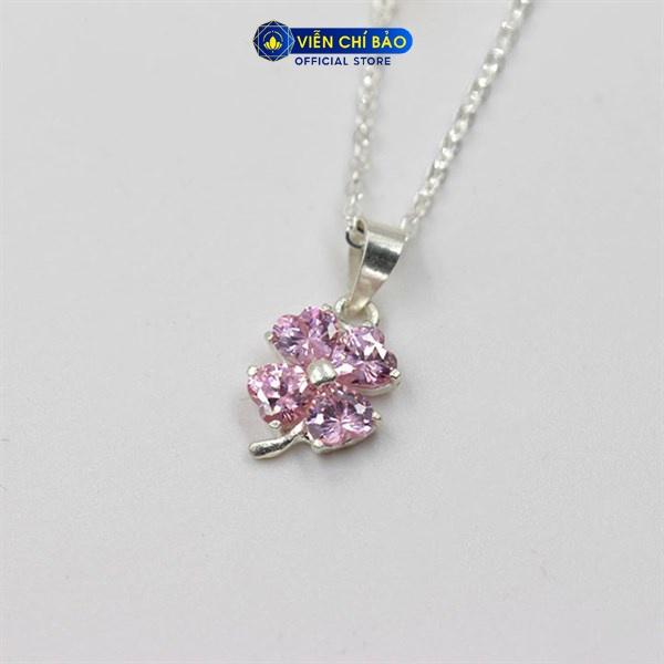 Dây chuyền bạc nữ mặt cỏ 4 lá chất liệu bạc S925 thời trang phụ kiện trang sức nữ Viễn Chí Bảo M400338 + D400143x