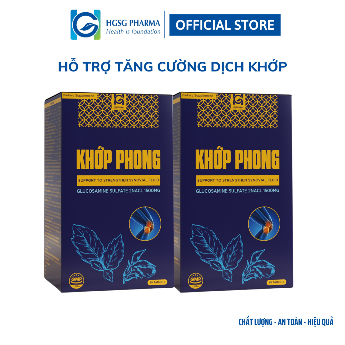 Bộ 2 hộp hỗ trợ phục hồi sụn khớp HGSG Pharma KHỚP PHONG Hộp 30 viên