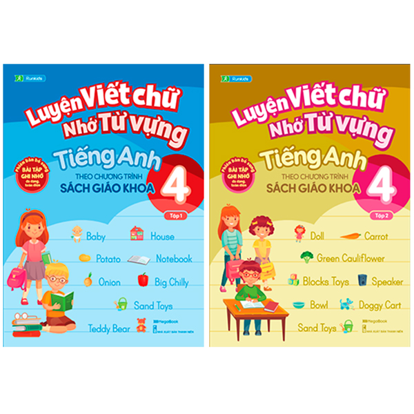 Combo Luyện Viết Chữ Nhớ Từ Vựng Tiếng Anh Theo Chương Trình Sách Giáo Khoa Lớp 4 – Tập 1 & 2