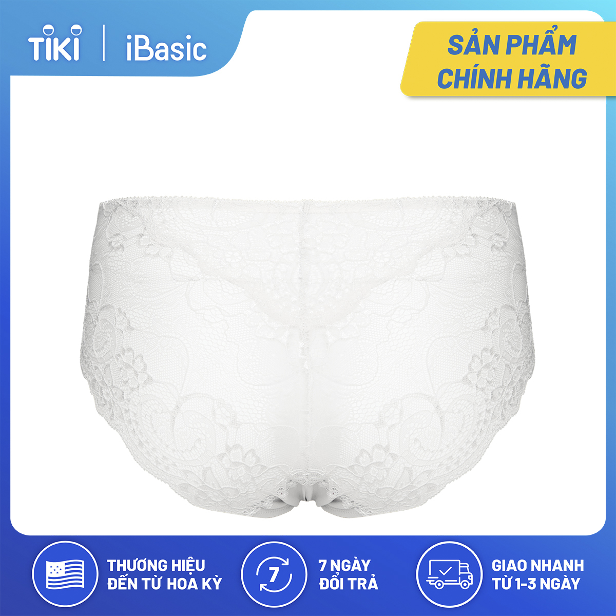 Quần lót nữ lưng cao phối ren iBasic PANW121