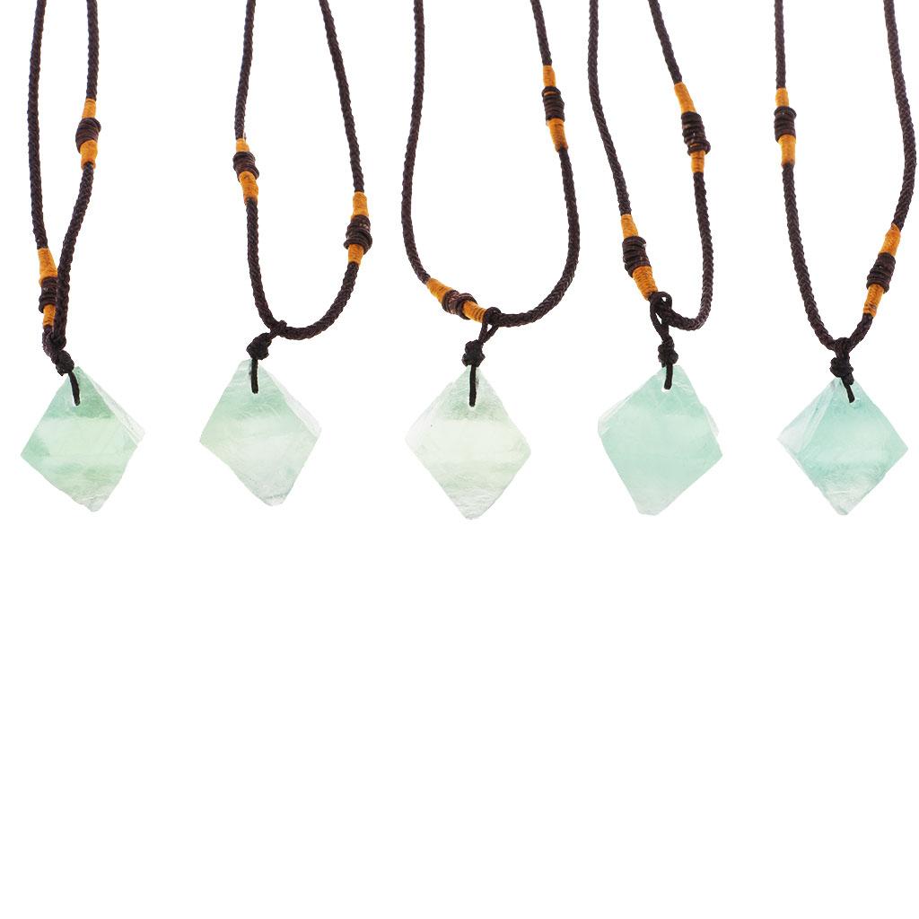 Green Fluorite Octahedron Feng Shui Reiki Gemstone Pendants for DIY Necklace