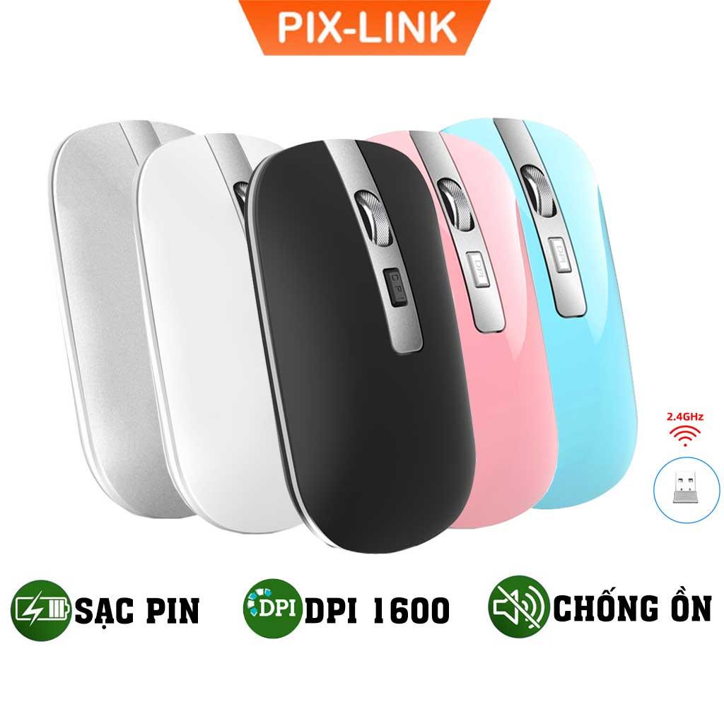 Chuột Không Dây PIX-LINK P30 Sạc Điện Chống Ồn Wireless 2.4Ghz Dùng Cho Laptop, Macbook, Pc, Tivi - Hàng Chính Hãng