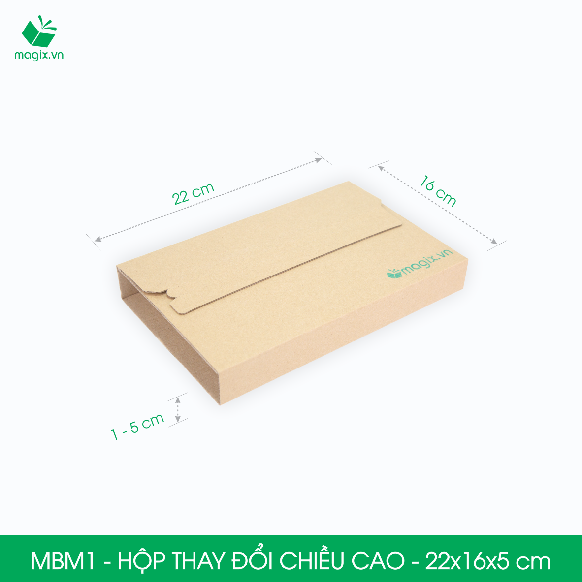 MBM1 - 22x16x5cm - Combo 20 Hộp carton thay đổi chiều cao - Thùng carton đóng hàng