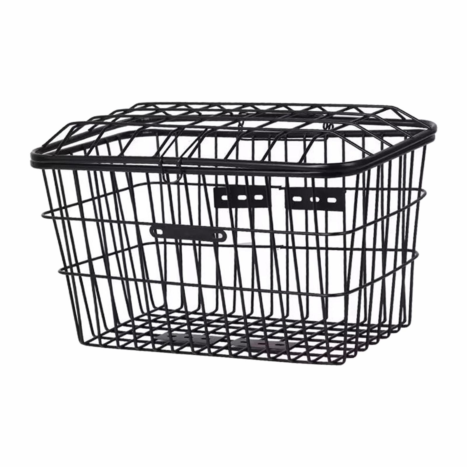 Bike Rear Basket Bike Storage Basket Black Holder Container Holding Water Bottle, Toys, Snacks Universal with Cover Hanging Cycling Baskets