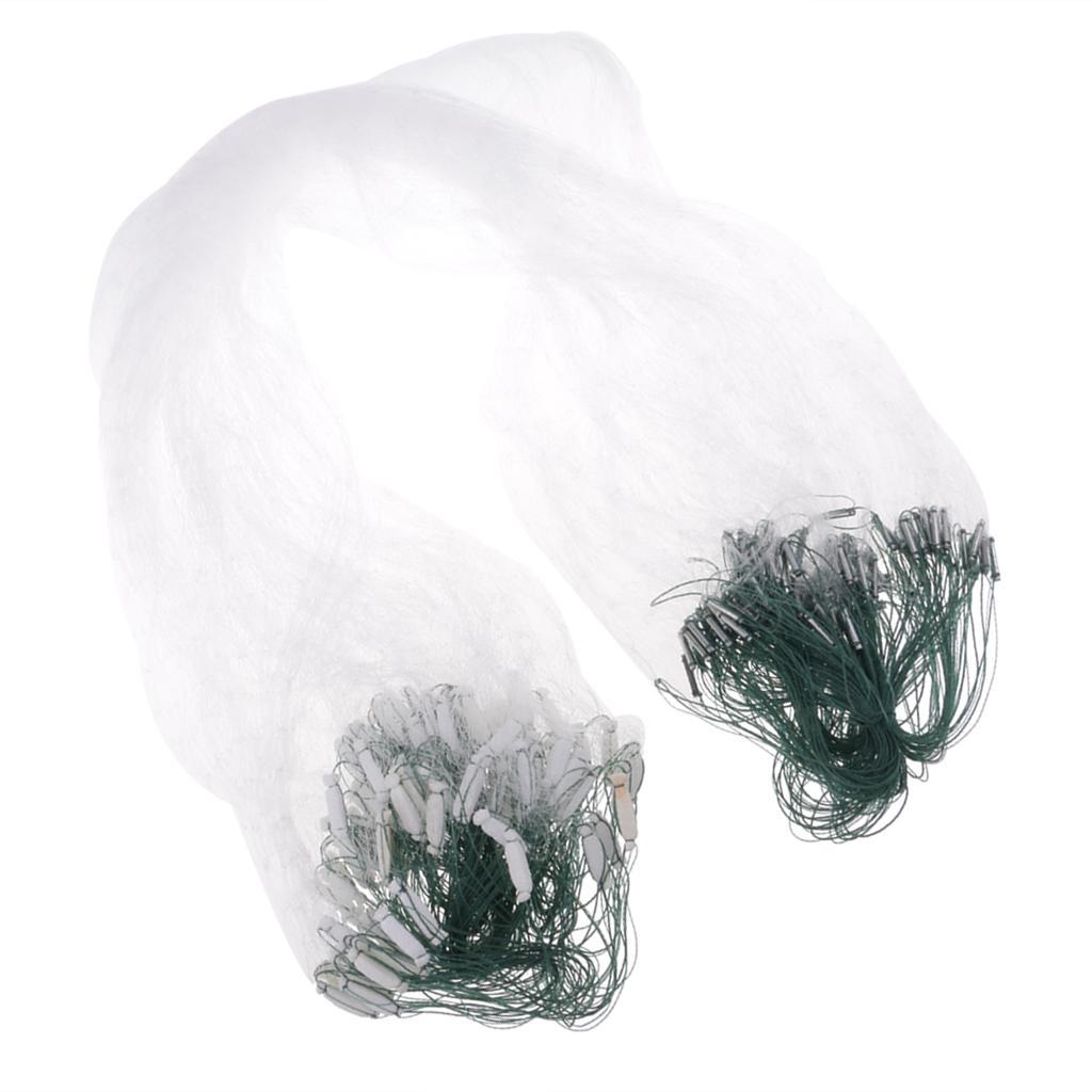 2Pcs 20m Polyethylene Sticky Single Layers Clear Green Bait Trap Monofilament Fishing Gill Net with Floating Screen Mesh Trap