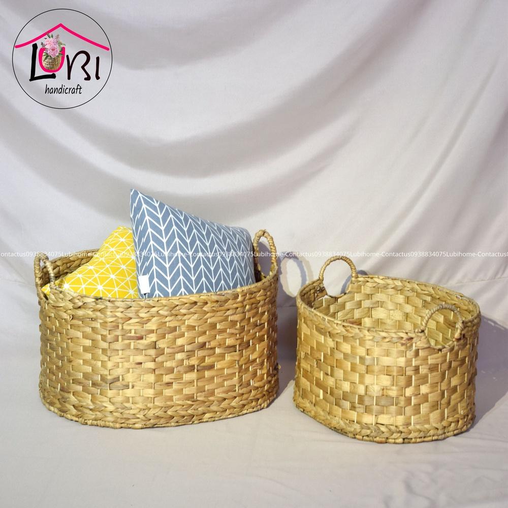 Lubihandicraft - Sọt đựng đồ đan lục bình hình oval - cỡ lớn, sang trọng