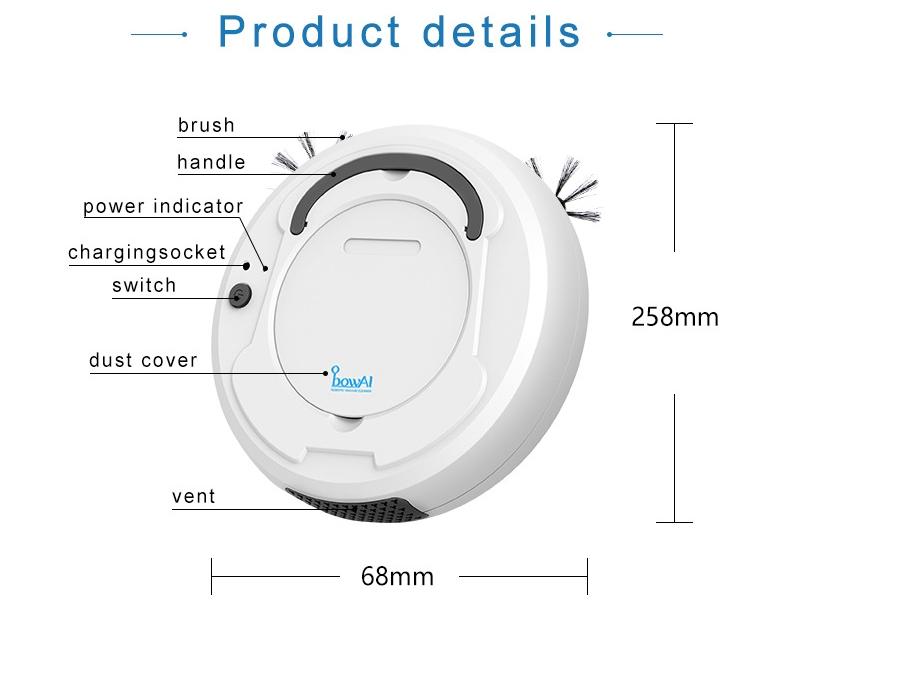 Robot Hút Bụi Tự Động Thông Minh-Sạc Qua Cổng USB-Máy Hút Bụi mini 3 Trong 1 Quét,Hút,Lau Nhà - Robot Tự Lau Nhà Thông Minh Clean Robot, Máy Hút Bụi Tự Động Thông Minh