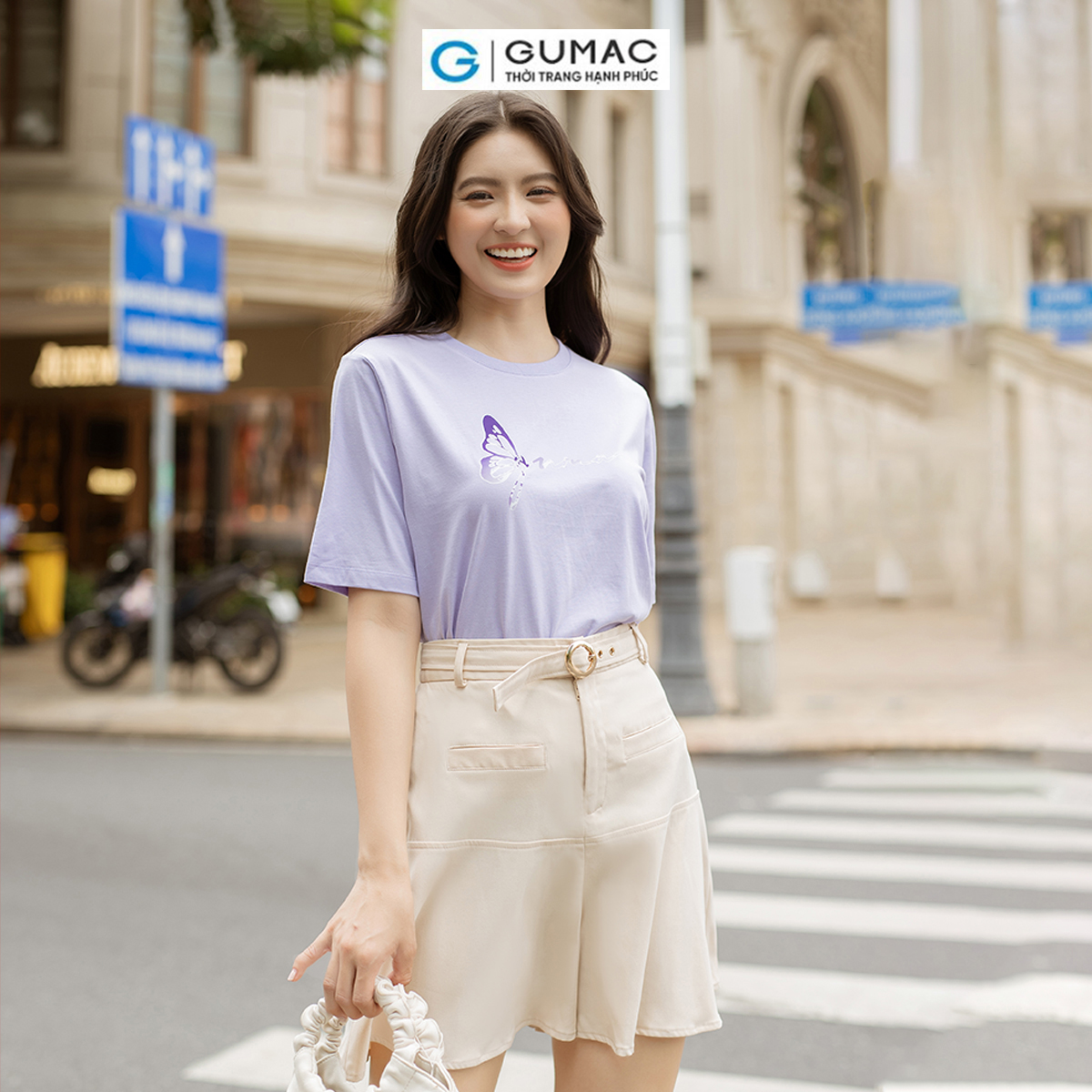 Quần short nữ dáng loe kèm thắt lưng trẻ trung năng động thời trang GUMAC QD07068