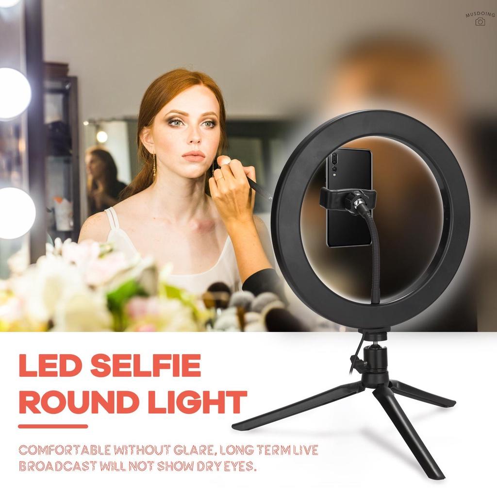 Đèn Led Tròn 10 "Có Thể Điều Chỉnh Độ Sáng Kèm Giá Đỡ Điện Thoại Tiện Dụng