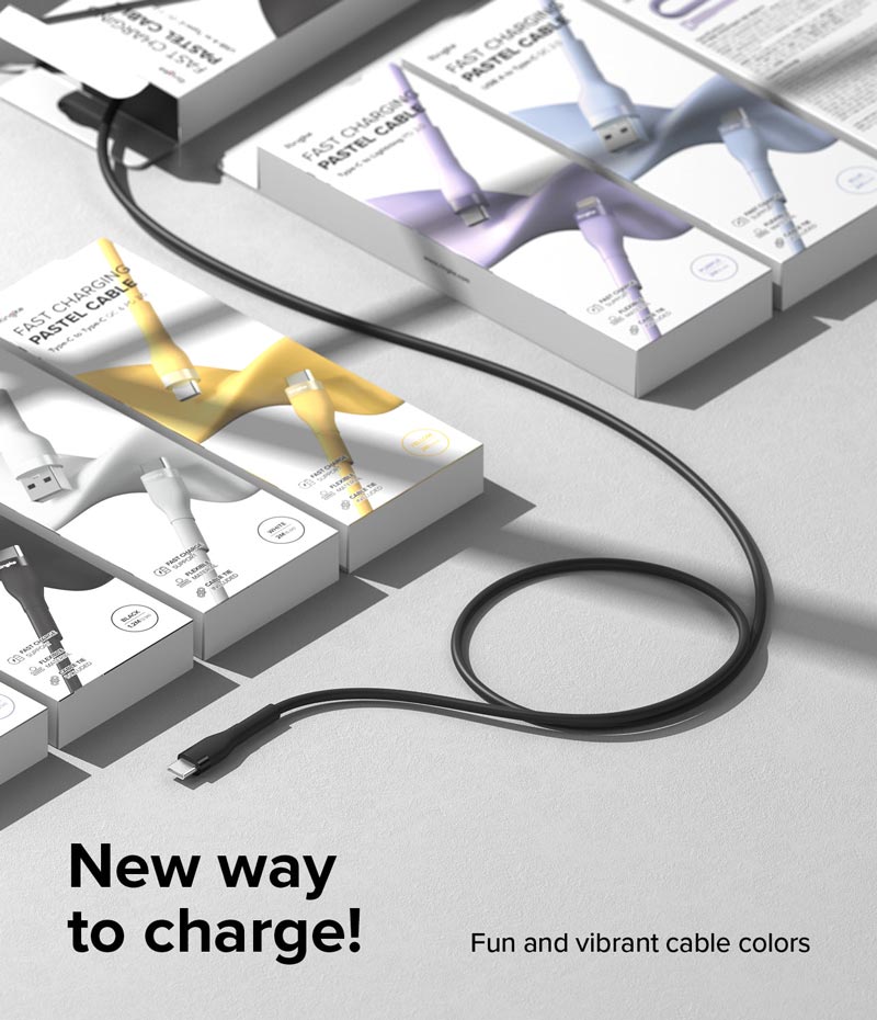 Cáp sạc nhanh cho điện thoại/laptop/tablet RINGKE Fast Charging Pastel Cable C-to-C nhiều màu - Hàng Chính Hãng