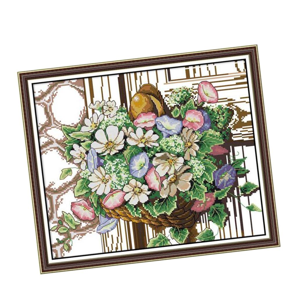 Pre-print Flower Pattern Cross Kit Stamped Cross Stitch Kit Needlework Craft