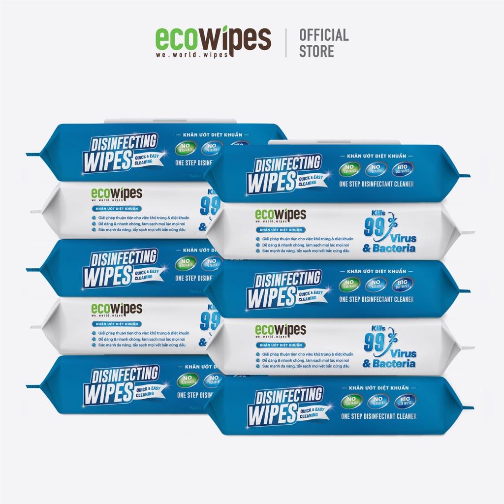 Combo 10 gói khăn giấy ướt diệt khuẩn Disinfecting Wipes gói 60 tờ diệt 99,9% vi khuẩn hương chanh dịu nhẹ không kích ứng da