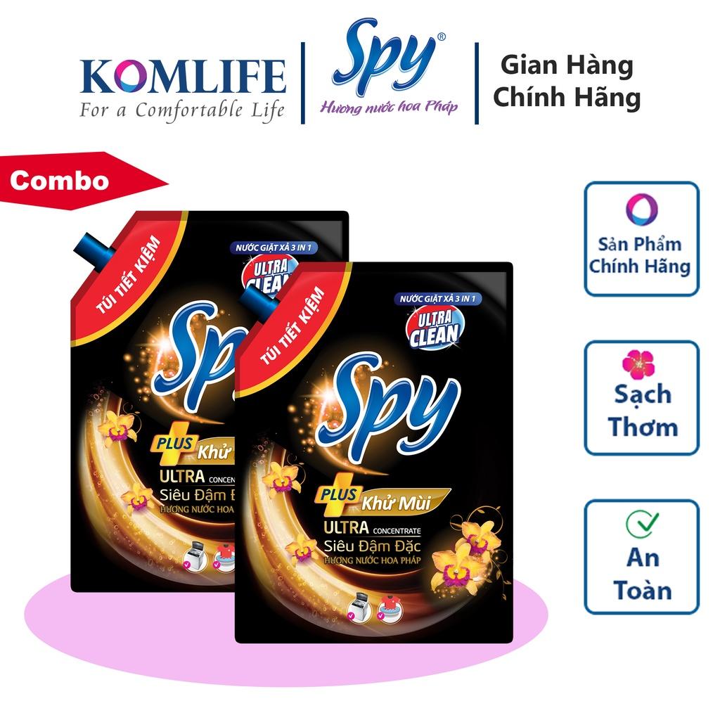 Combo 2 túi nước giặt xả SPY Ultra Clean Plus 1,5kg khử khuẩn lưu hương lâu, làm mềm vải