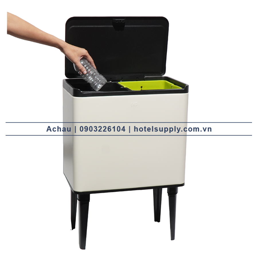 Thùng rác EKO Touch Bin 30L, 2 ngăn phân loại rác 15L + 15L