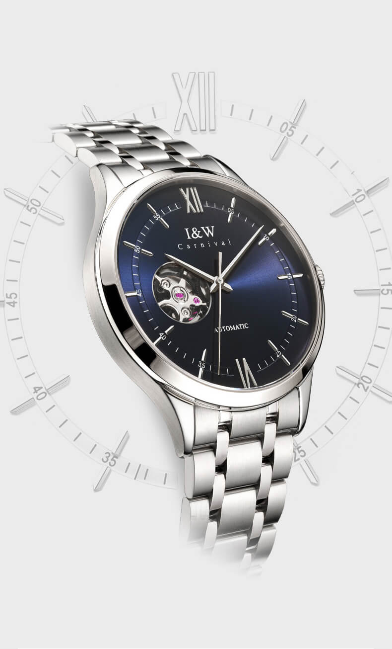 Đồng hồ nam chính hãng IW CARNIVAL IW570G-4 Kính sapphire ,chống xước ,Chống nước 30m ,Bảo hành 24 tháng,Máy cơ ,dây kim loại thép không gỉ 316L, thiết kế lộ cơ đơn giản dễ đeo