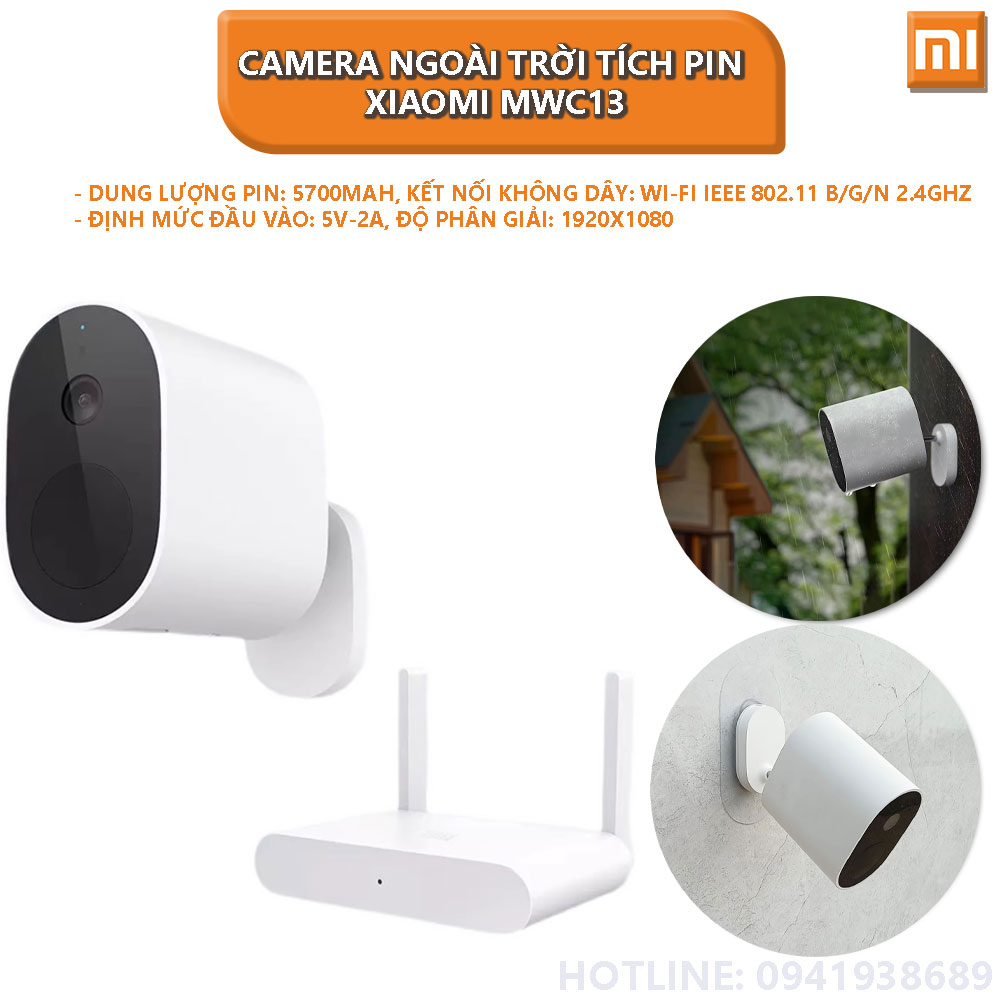 Camera Ngoài Trời Tích Pin Xiaomi MWC13 (set 2 camera + 1 đầu thu) - Hàng chính hãng