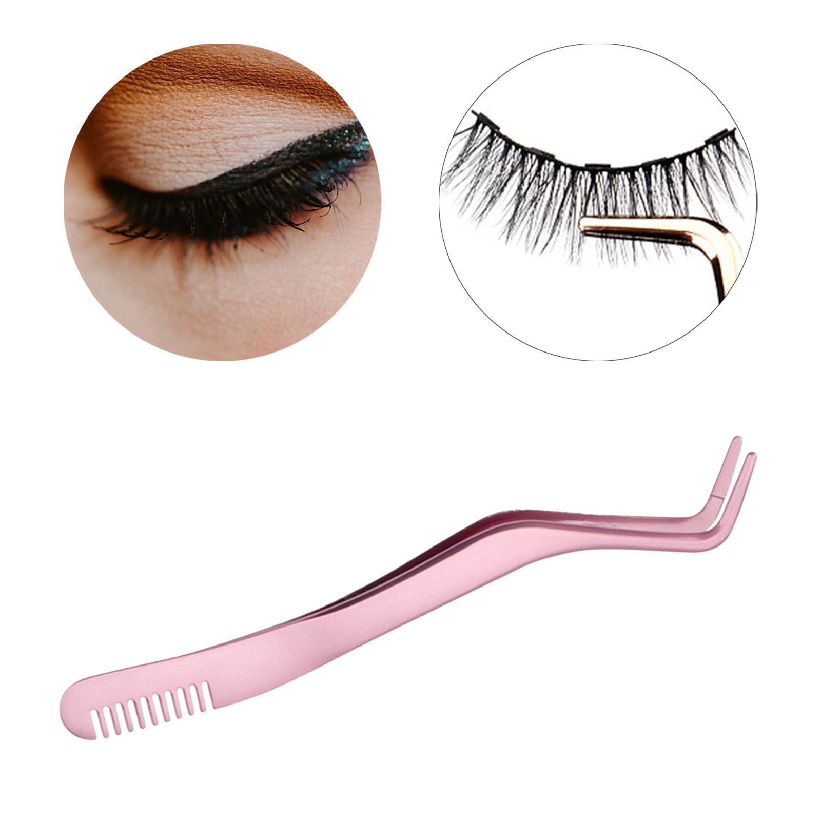 Professional 2 in 1 Curved Lashes Eyelash Tweezers, False Eyelash Tool for home Salon