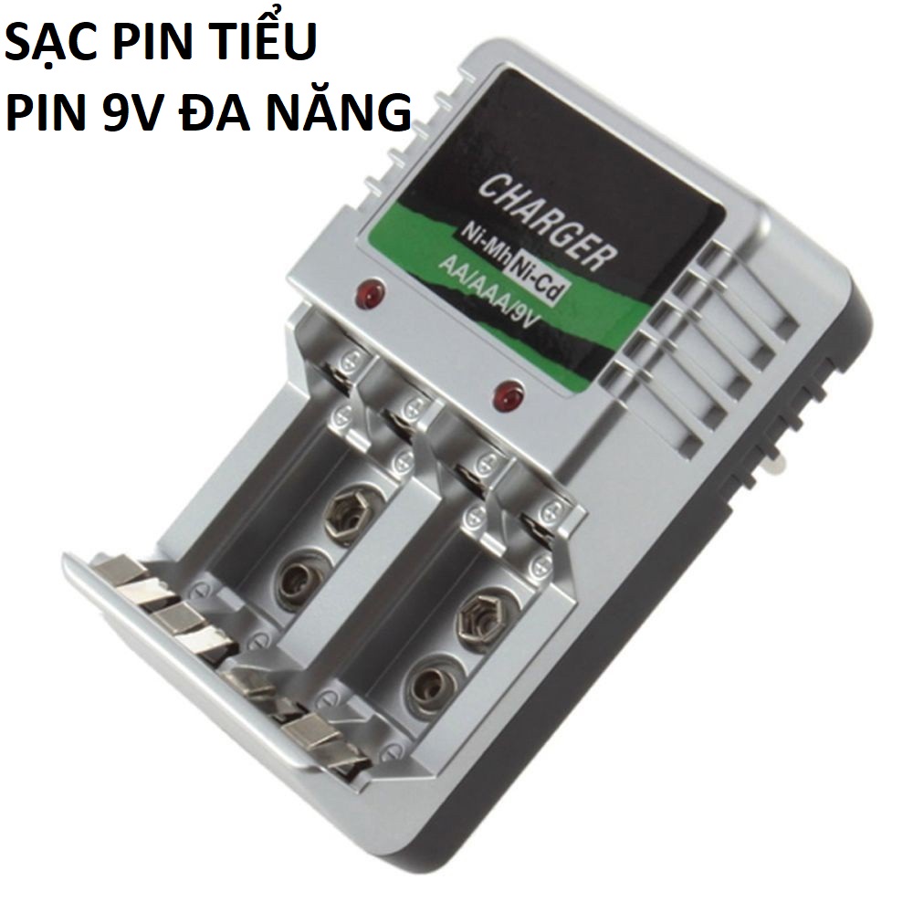 Bộ sạc nhanh pin tiểu AA/ AAA / pin 9v thông minh tự ngắt chống phù đa năng loại tốt hàng cao câp