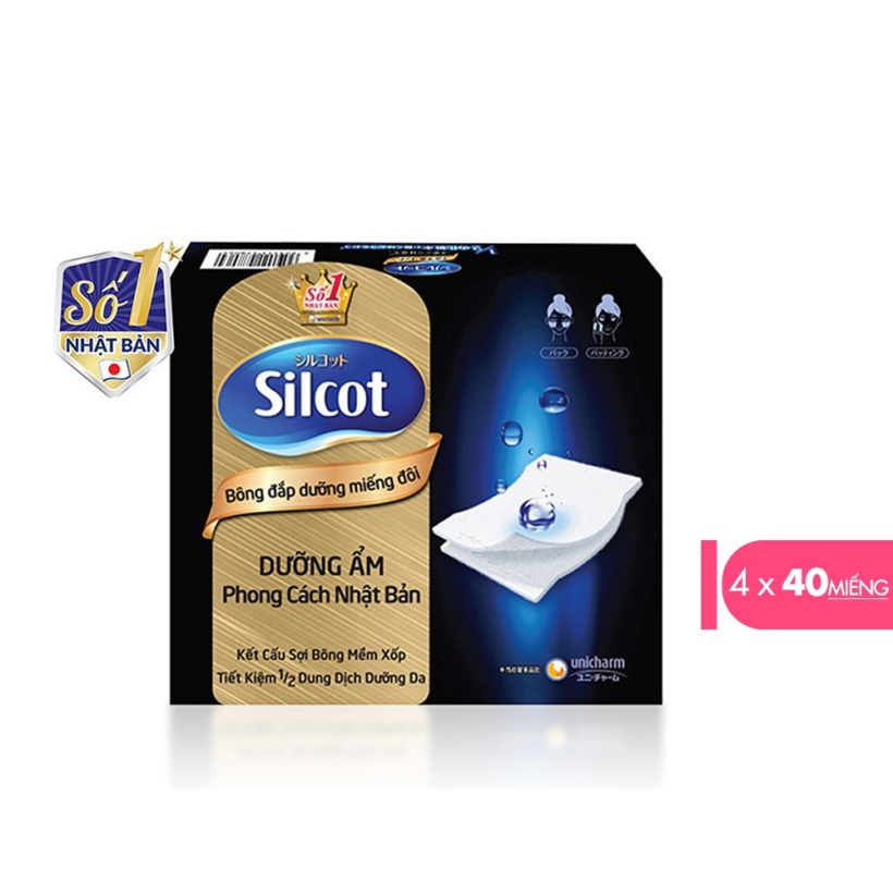 Bộ 4 hộp Bông đắp dưỡng Silcot miếng đôi tiện dụng 40 miếng/hộp