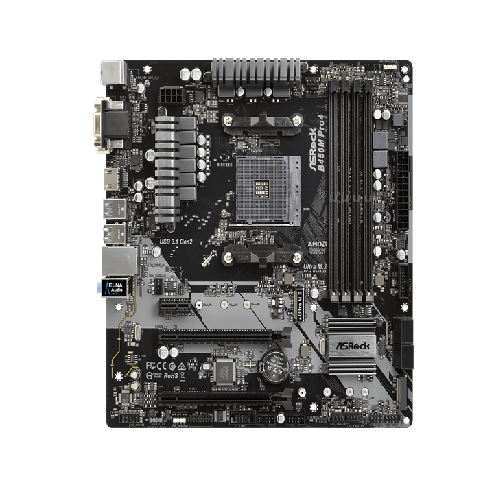 Bo mạch chủ Mainboard Asrock B450M Pro 4-F - Hàng Chính Hãng