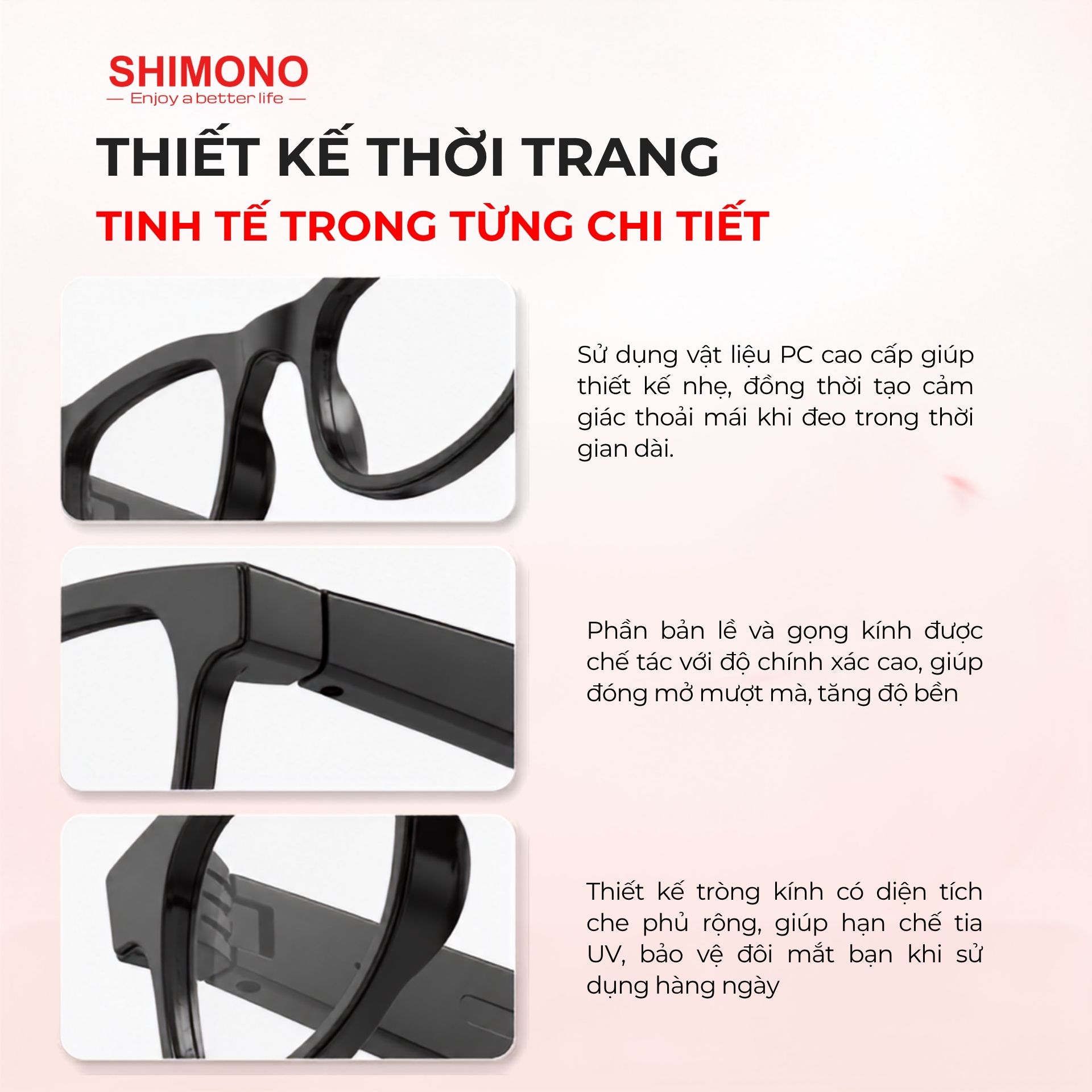 Kính Bluetooth SHIMONO AIMB V3 Nghe Nhạc Open Ear, Đàm Thoại Rảnh Tay, Chụp Ảnh Từ Xa, 2 Tròng Thay Hàng Chính Hãng