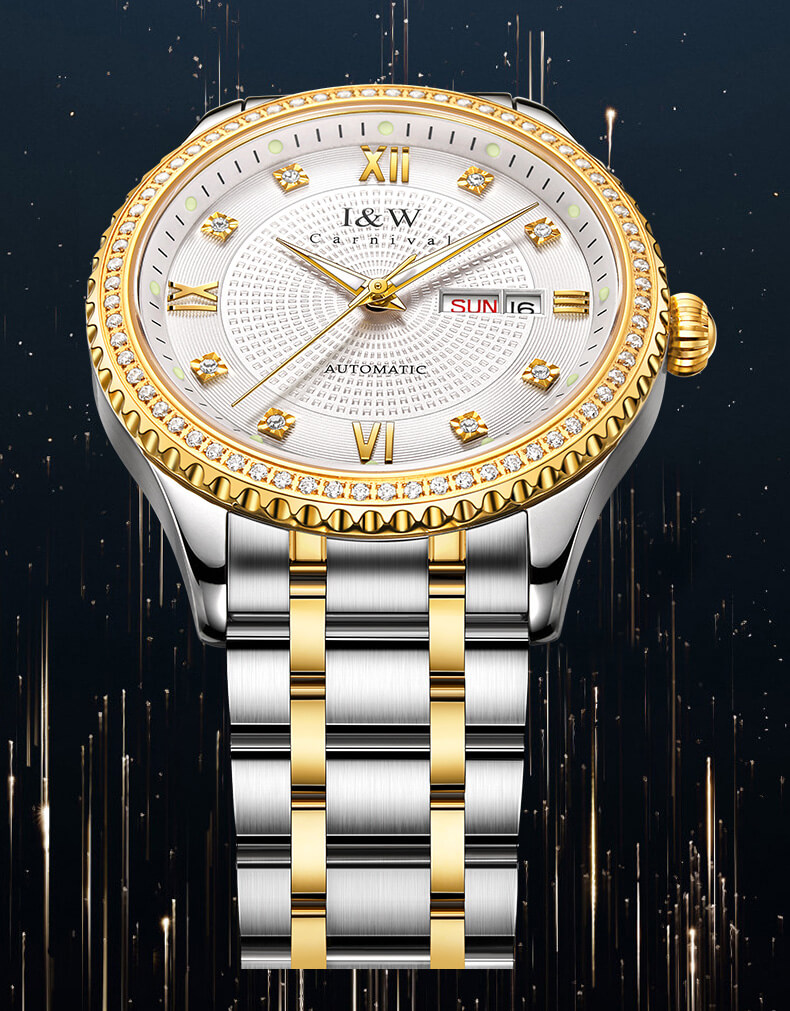 Đồng hồ nam chính hãng IW CARNIVAL IW615G-3 Kính sapphire ,chống xước ,Chống nước 50m ,Bảo hành 24 tháng,Máy cơ (Automatic),dây kim loại thép không gỉ 316L, thiết kế đơn giản dễ đeo