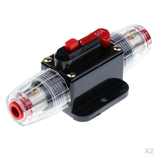 2pcs 12V-24V 50A Circuit Breaker Reset Fuse Car Boat Fuse Holder Waterproof Fuse For Protection System