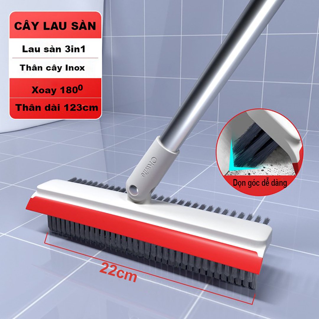 Cây Chà Sàn Nhà Tắm Đa Năng 3 trong 1, Bộ chổi Cọ Sàn Toilet và Gạt Nước – OK01