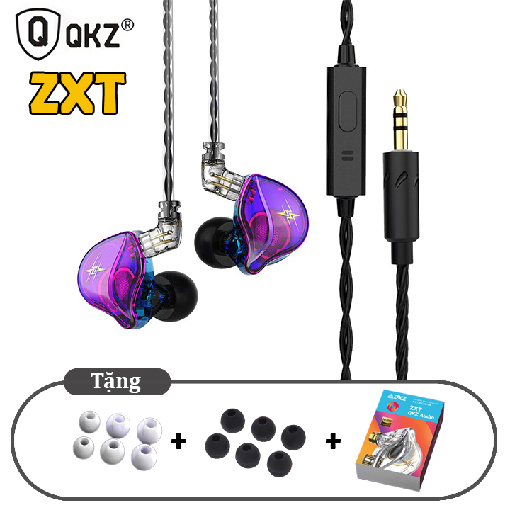 Tai Nghe Nhét Tai QKZ ZXT Pro Ver.2023 Âm Thanh Đỉnh Cao Singer Headphones ( Tai Nghe Có Dây Mic Đàm Thoại Nghe Nhạc Hàng Chính Hãng )