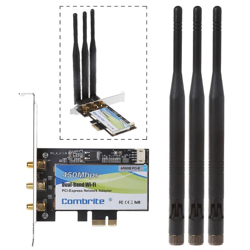 Card mạng PCI-E 2.4G + 5G Wifi 300 / 450m cho Intel Chuyên Dụng