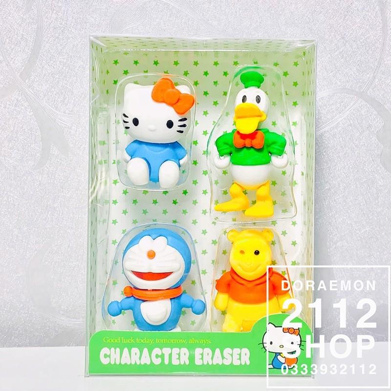 Combo 4 gôm hoạt hình DORAEMON - HELLO KITTY - POOH - DONAL DUCK