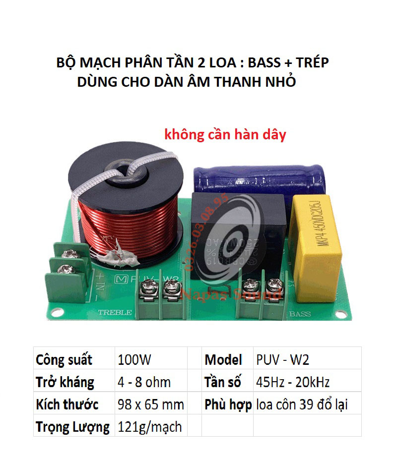 PHÂN TẦN LOA 2 ĐƯỜNG TIẾNG W2 DÙNG NGHE NHẠC NHẸ, ORGAN, VIOLON - GIÚP GIẢM ÂM TRẦM NẶNG - GIÁ 1 MẠCH