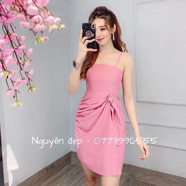 Đầm dự tiệc 2s kết khoen bèo xinh xắn + Ảnh thật