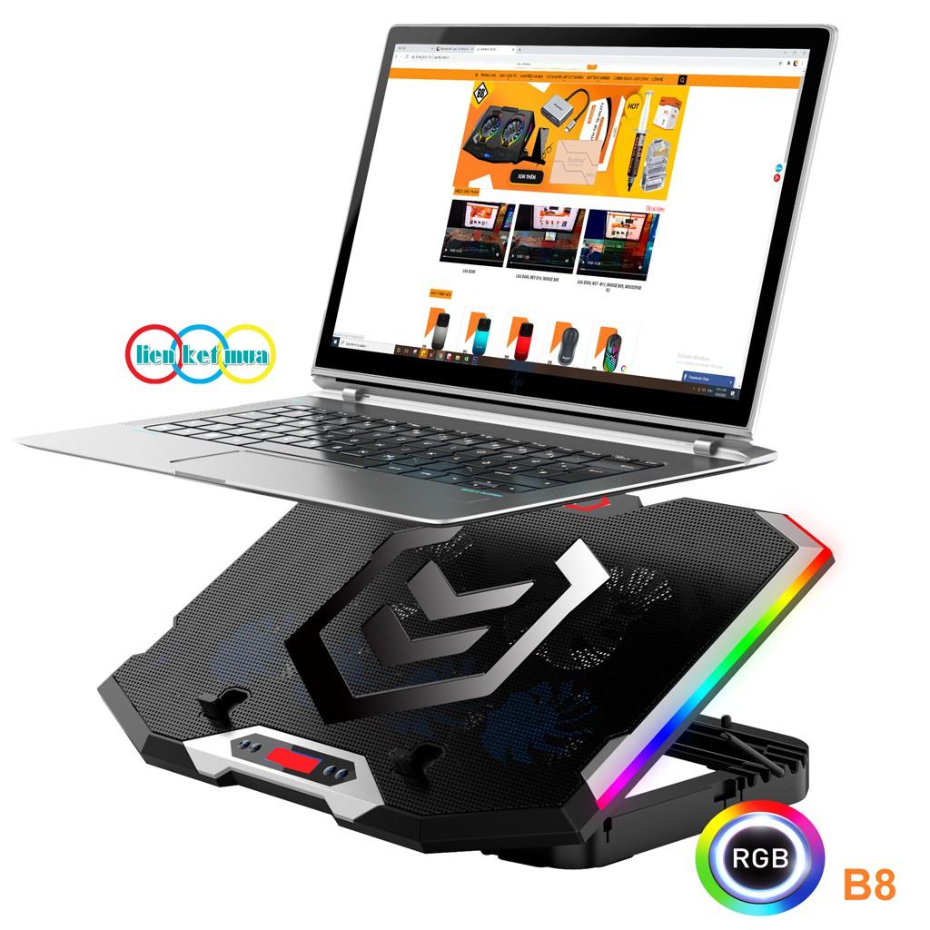 Quạt làm Laptop Bamba B8 và Bamba B9 có Led RGB ( 2 Quạt lớn) - Đế tản nhiệt Laptop có Led RGB