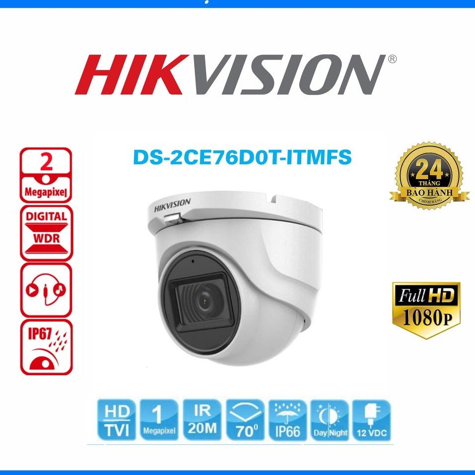 Camera Hikvision quan sát ngoài trời chống trộm Tích hợp micro - Hàng chính hãng