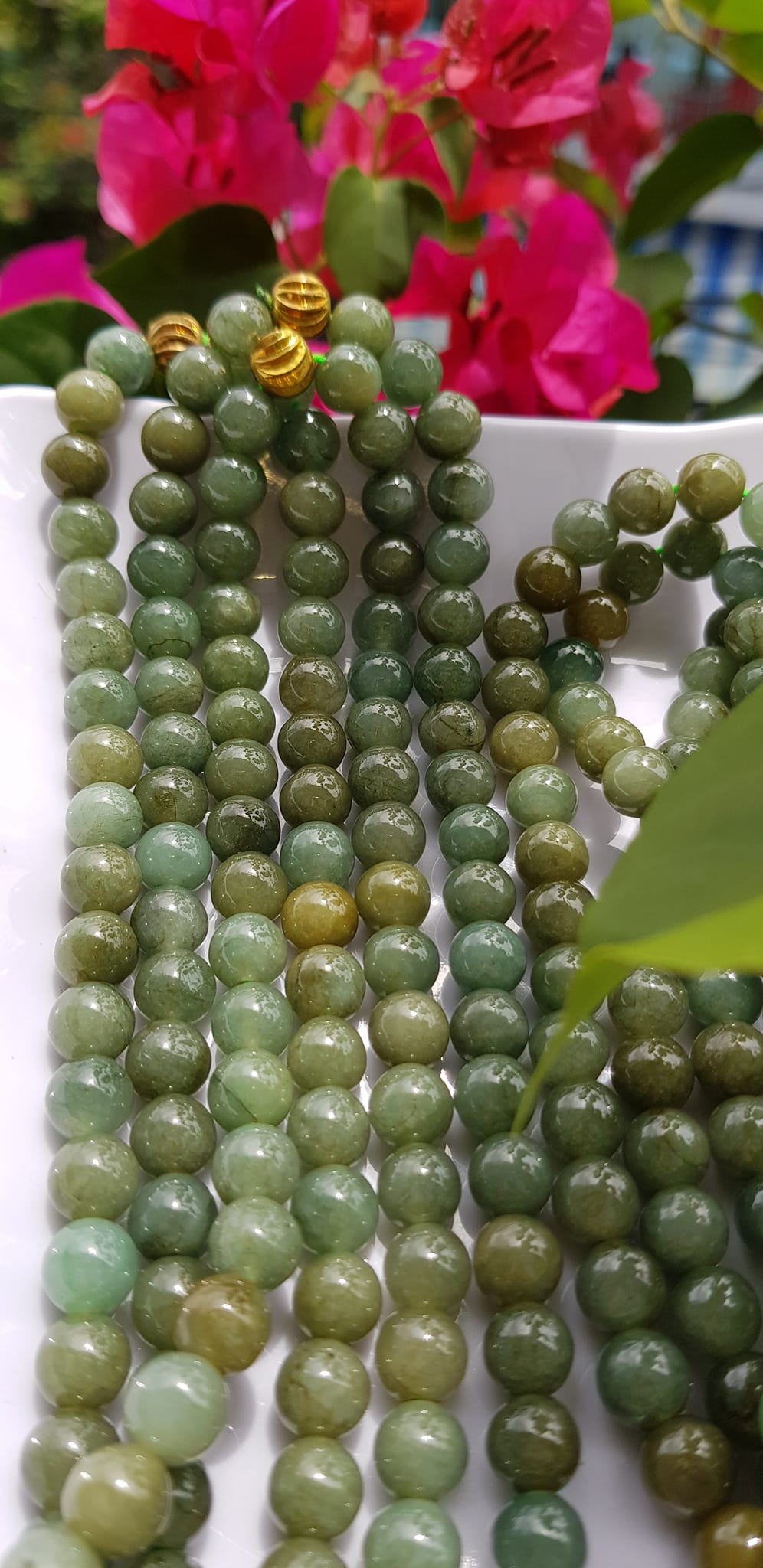 Vòng Chuỗi đeo Cổ hay niệm 108 hạt charm bi kiểu màu vàng Đá cẩm thạch tự nhiên Chuỗi cổ hạt size 7mm xanh ngọc dầu bóng mượt đẹp nữ đeo cổ nhẹ nhàng mát của đá tự nhiên tâm bình yên Món quà tặng Mẹ và người thân ý nghĩa và cho chính bản thân mình ạ