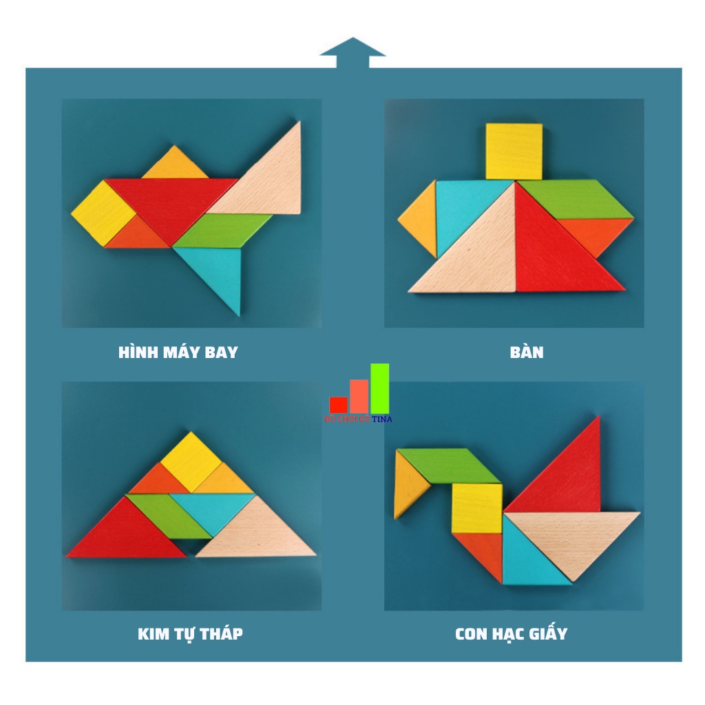 GHÉP HÌNH GỖ NAM CHÂM TANGRAM PHÁT TRIỂN TRÍ TUỆ