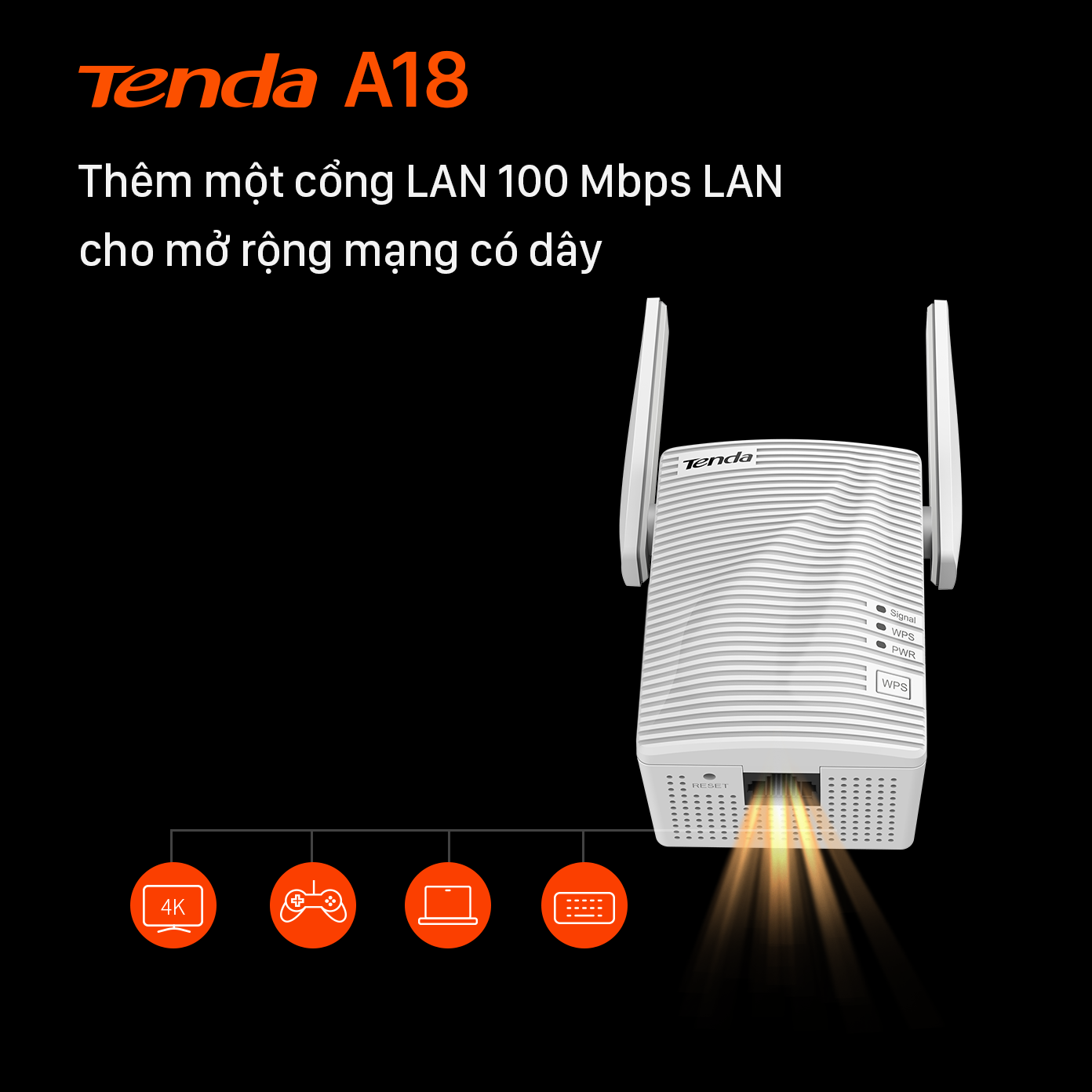 Tenda Bộ kích sóng Wifi A18 Chuẩn AC 1200Mbps - Hàng Chính Hãng