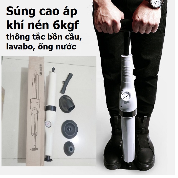 Dụng Cụ Thông Tắc Bồn Cầu, Chậu Rửa Bát, Bồn Tắm - Súng cao áp thông tắc nhà vệ sinh, đường ống nước bằng Khí Nén AGT Cực Mạnh 6-8kg - Nhựa ABS Cao Cấp - HÀNG CHÍNH HÃNG