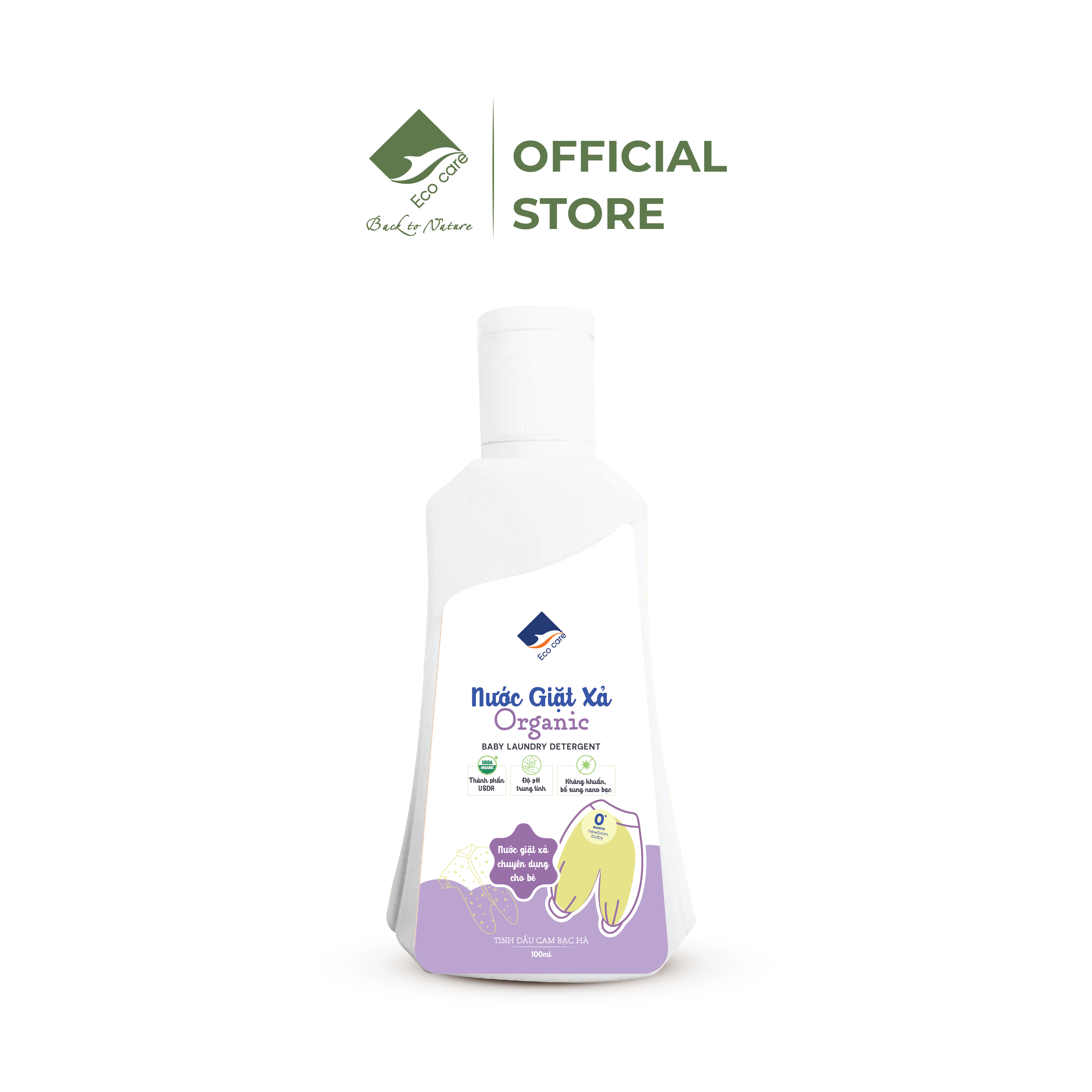 Nước Giặt Xả Hữu Cơ Em Bé ECOCARE 100ml-1L Chính Hãng, PH Trung Tính,Thơm Dịu Nhẹ Không Gây Kích Ứng