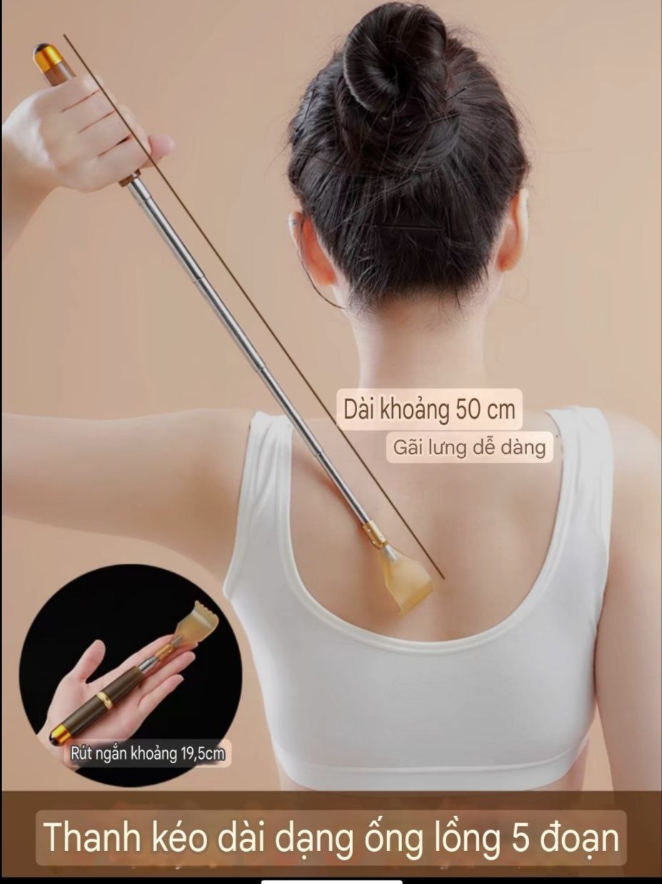 Dụng cụ Massage 2 in 1 Thu Gọn Kéo Dài 50cm Một Đầu Gãi Và By Lăn 360 Độ Từ Tính – Cây Massage Thần Thánh Gãi Lưng Bầm Huyệt Người già Người Trẻ Dùng Đều Khỏe Đẹp Làn Da