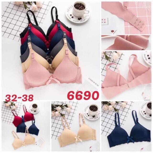 Áo Lót Nữ Đẹp ️️ Áo ngực nữ đúc su trơn - Áo lót su trơn không gọng đệm mỏng viền sóng đính nơ