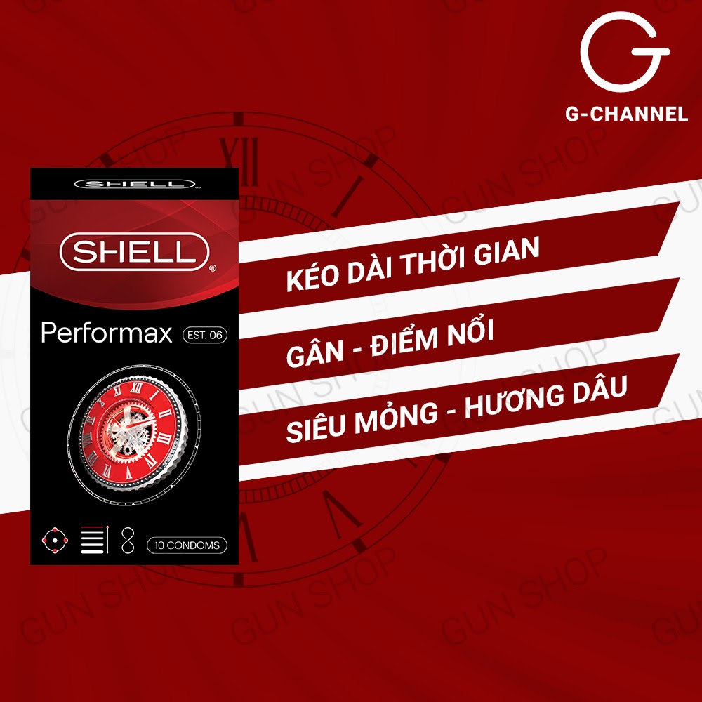 [Hộp 3 cái] Bao cao su Shell Performaxxx 6 in 1 - Kéo dài thời gian