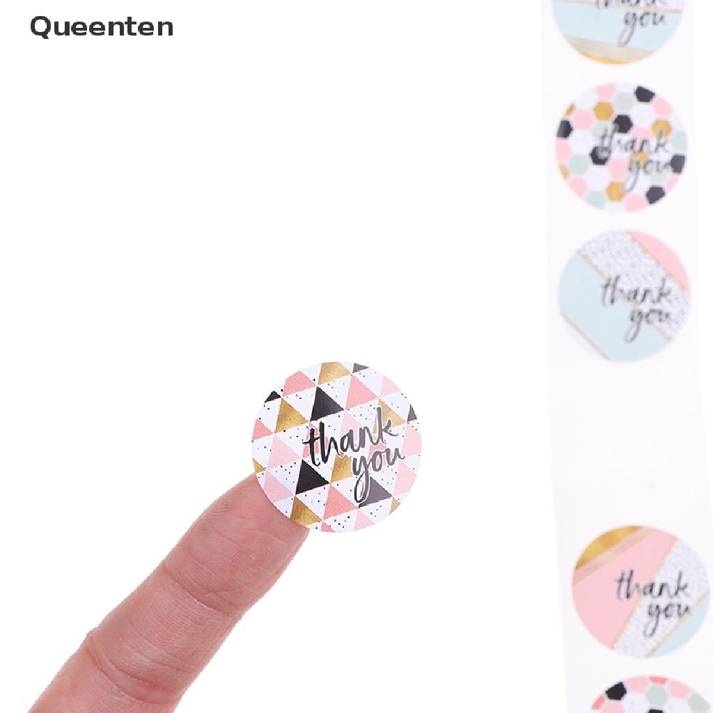 Queenten 500pcs/roll Pink plaid Stickers for seal label Sealing decoration Sticker QT