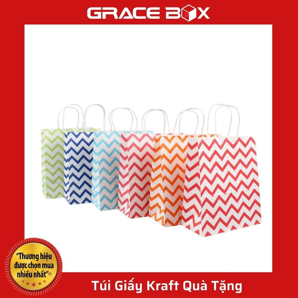 Túi Quà Tặng Giấy Kraft Sọc Ngang Xinh Xắn - Màu Xanh Lá